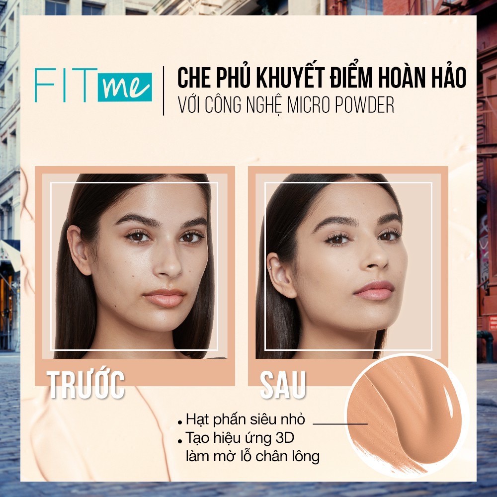 Kem Nền Mịn Nhẹ Kiềm Dầu Fit Me Maybelline New York Matte Poreless Foundation 30ml Mĩ Phẩm Gía Sỉ 89