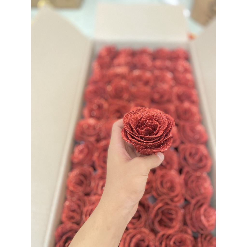 Hoa Nhũ Màu Đỏ Cao Cấp, Thùng 200 Bông,Có Xếp Hộp ( Hàng Loại 1, Xịn)-đặt 2 thùng ship ưu đãi