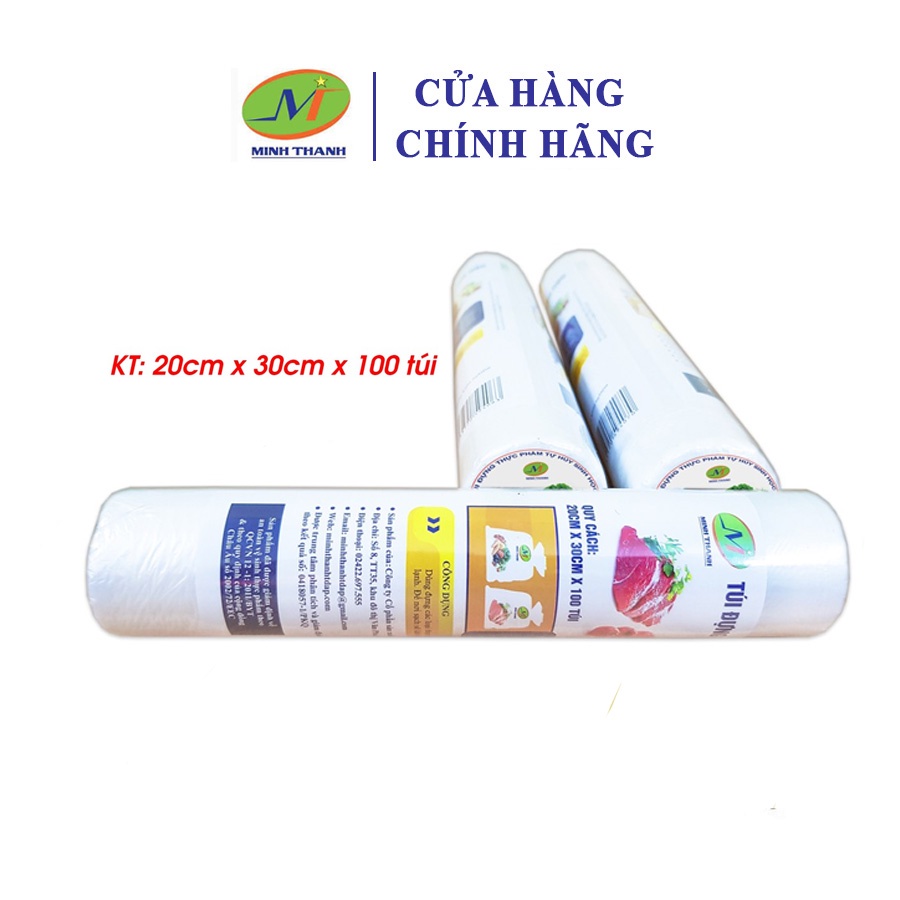 Combo 3 cuộn túi đựng thực phẩm TỰ HỦY SINH HỌC MINHTHANH 24cm x 32cm x 150 túi