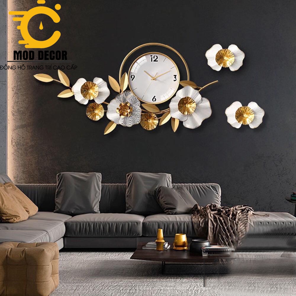 Đồng Hồ Treo Tường Trang Trí decor cành hoa mai sang trọng 2106X