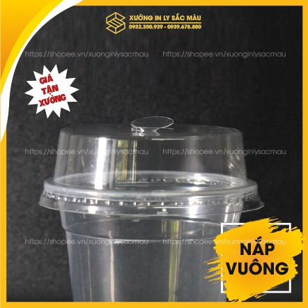 Sỉ 50 Nắp vuông nhựa phi 95mm, nắp bằng cao, nắp ly trà sữa cà phê