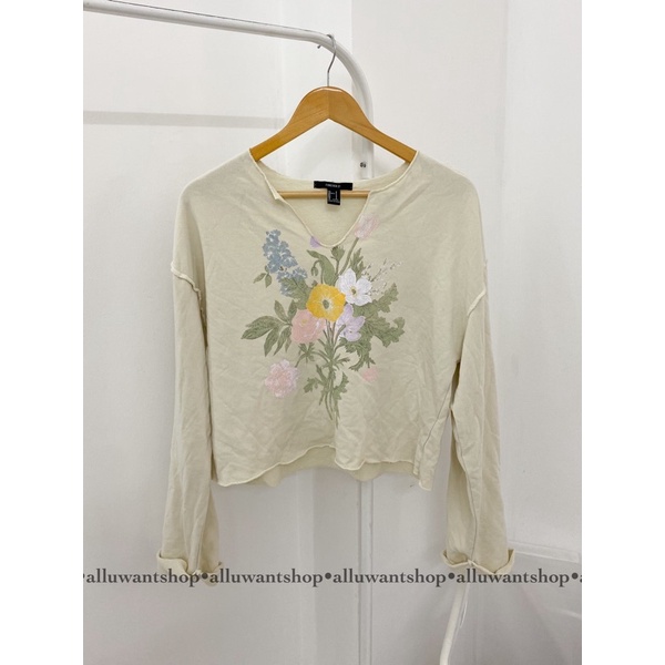Áo tay dài Floral Graphic Split-Neck Pullover F21 XK