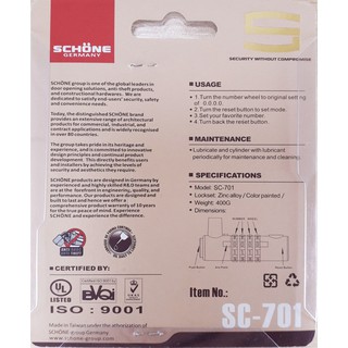Ổ KHÓA SỐ SCHONE SC-701 CAO CẤP ( GIAO MÀU NGẪU NHIÊN )