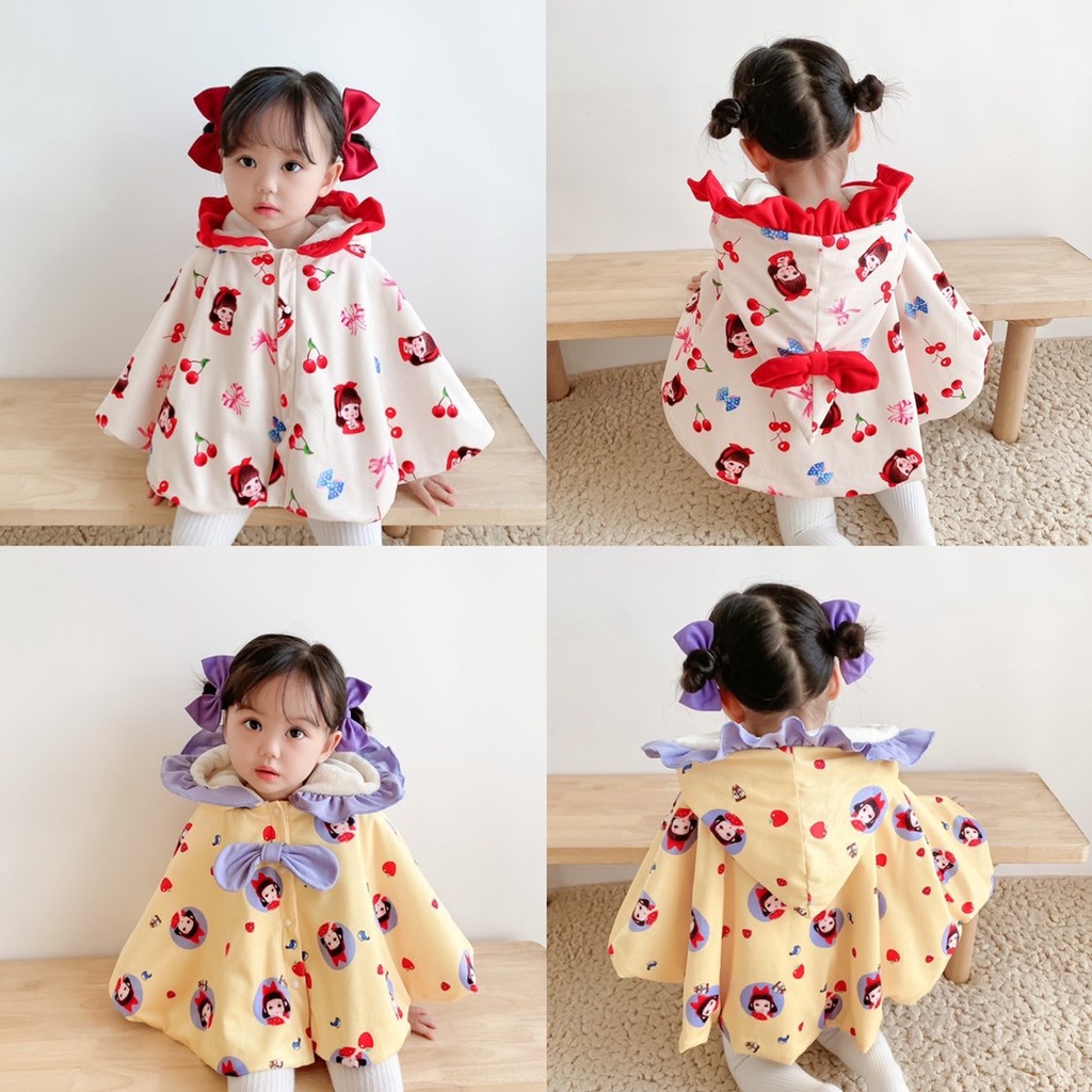 Áo khoác vải nhung giữ ấm dễ thương thời trang mùa đông cho bé gái