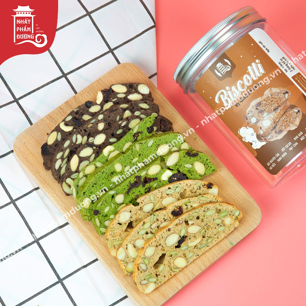 Bánh Biscotti vị socola  250g Nhất Phẩm Đường 100% bột nguyên cám đồ ăn vặt eat clean