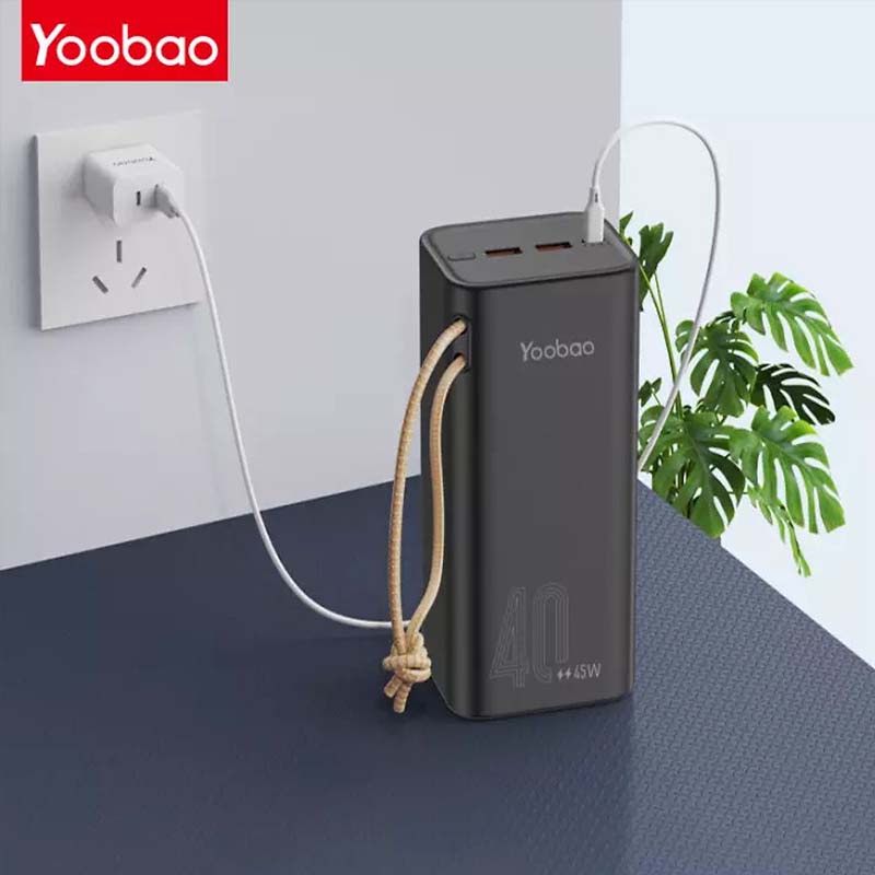 Pin sạc dự phòng Yoobao H40, dung lượng 40000mAh, công suất PD 45W QC 9V 12V 20V sạc nhanh cho điện thoại, laptop