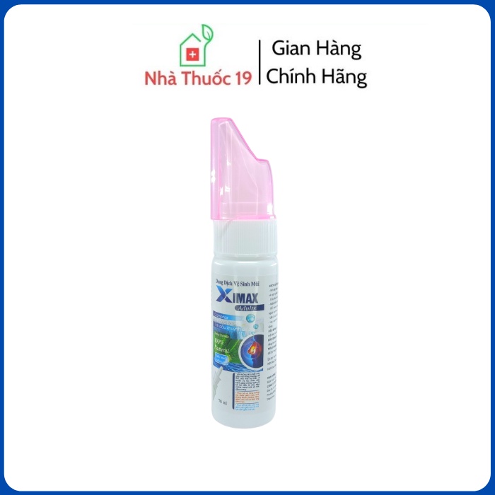 Dung Dịch Vệ Sinh Mũi XIMAX ADULTS 70ml Làm Loãng Dịch Nhầy Giúp Mũi Thông Thoáng Dễ Thở Hơn, Chiết Xuất Từ Muối Biển