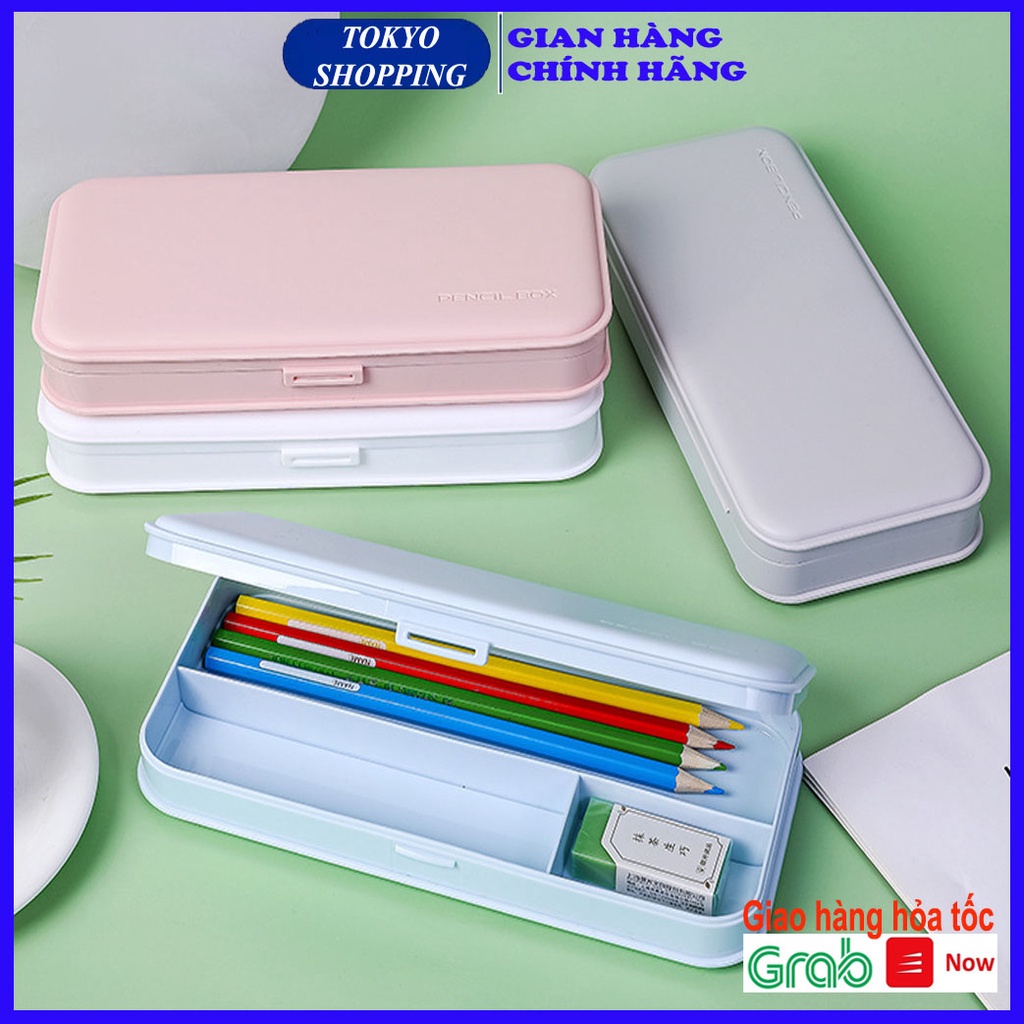 Hộp đựng bút 3 ngăn bằng nhựa đục cao cấp siêu đẹp