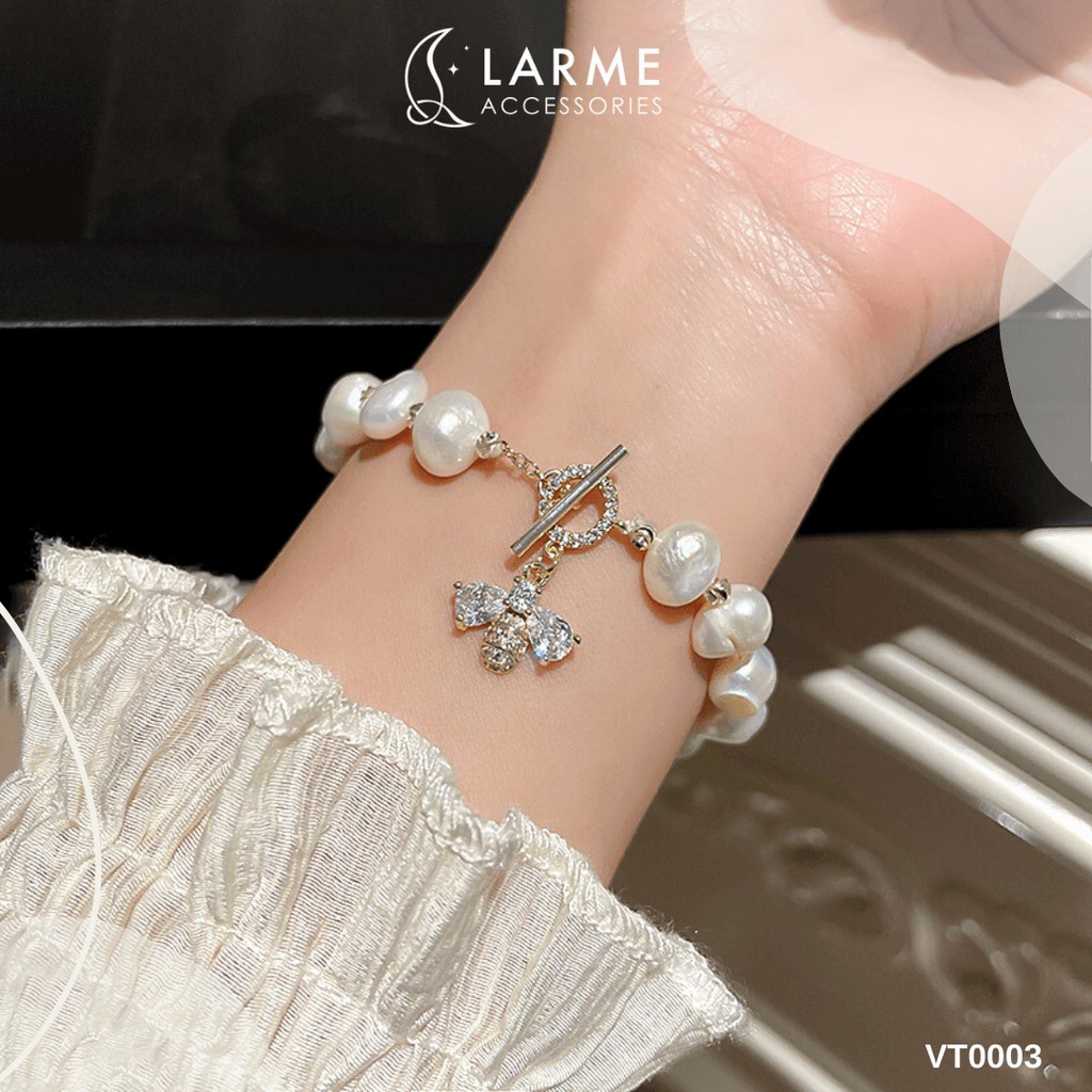 Vòng tay nữ hình con ong ngọc trai nhân tạo Larme Accessories - VT0003