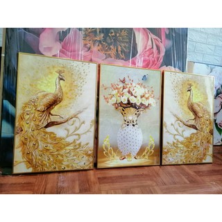 Ảnh Thật Xả sốc bộ ba tranh tráng gương cao cấp công vàng