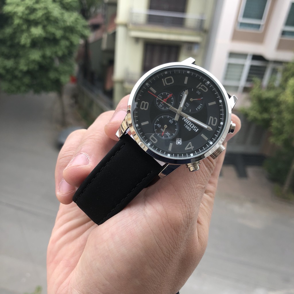 [Tặng vòng tay] Đồng hồ nam NIBOSI chính hãng NI2328.08 Fullbox măt tròn, dây đeo hợp