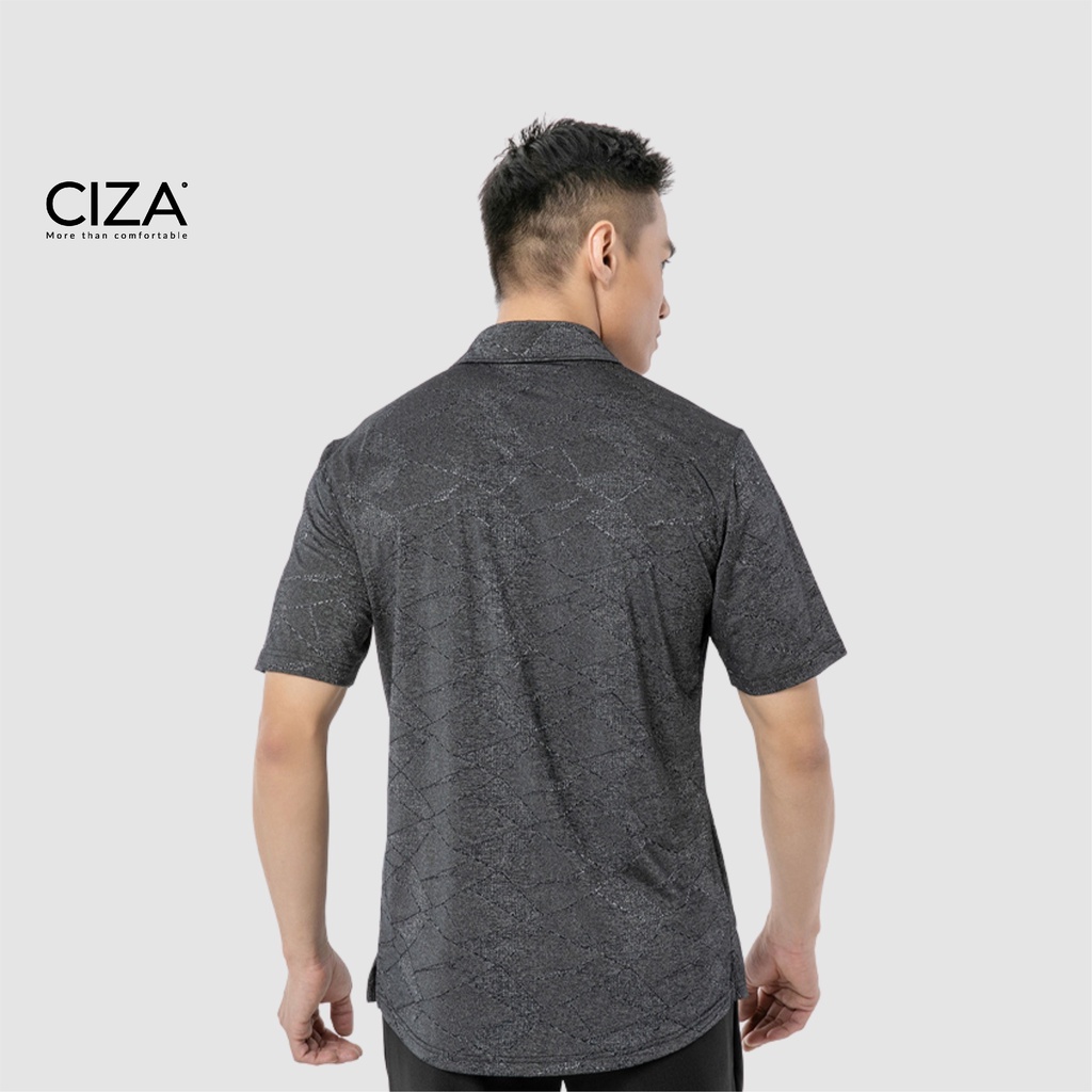 Áo sơ mi thời trang nam ngắn tay slim fit màu Xám in chìm CIZA AMNS06 phong cách công sở