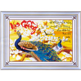 Tranh Thêu Chữ Thập 3D Đồng Hô có kết hạt cườm, hạt hoa  Vợ Chồng Nghĩa Nặng Tình Sâu EVA8218 (KHÁCH TỰ THÊU) KT:61X44CM