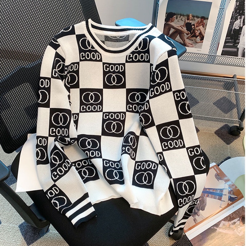 Áo Len Dài Tay Cổ Tròn Form Rộng Thời Trang Thu Đông Mới