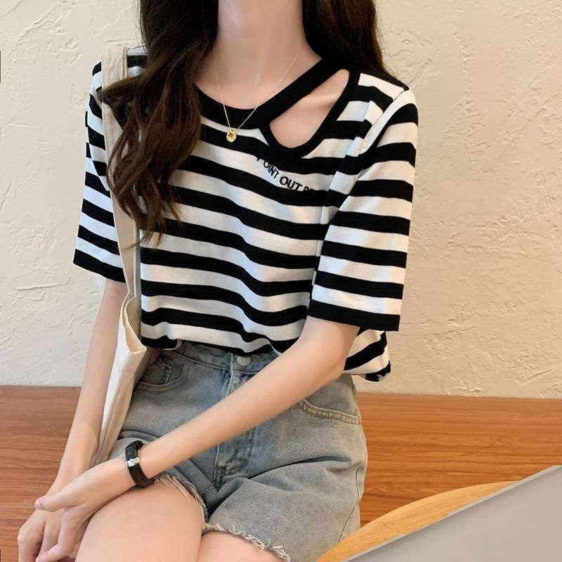 Áo Thun NgắN Tay Kẻ SọC Đơn GiảN Cho Nữ JL-TX-268