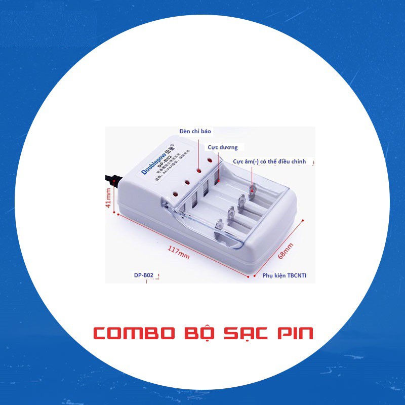 COMBO  SẠC ĐA NĂNG DP-B02 Doublepow KÈM 4PIN AA 1200mAh