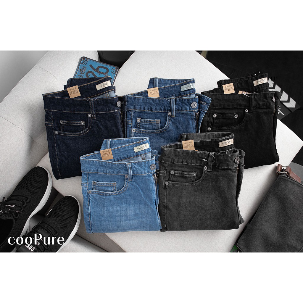 Quần jeans nam cooPure chất jeans extra spandex màu đen khói, thiết kế khỏe khoắn NO.1203 (5 màu) | BigBuy360 - bigbuy360.vn