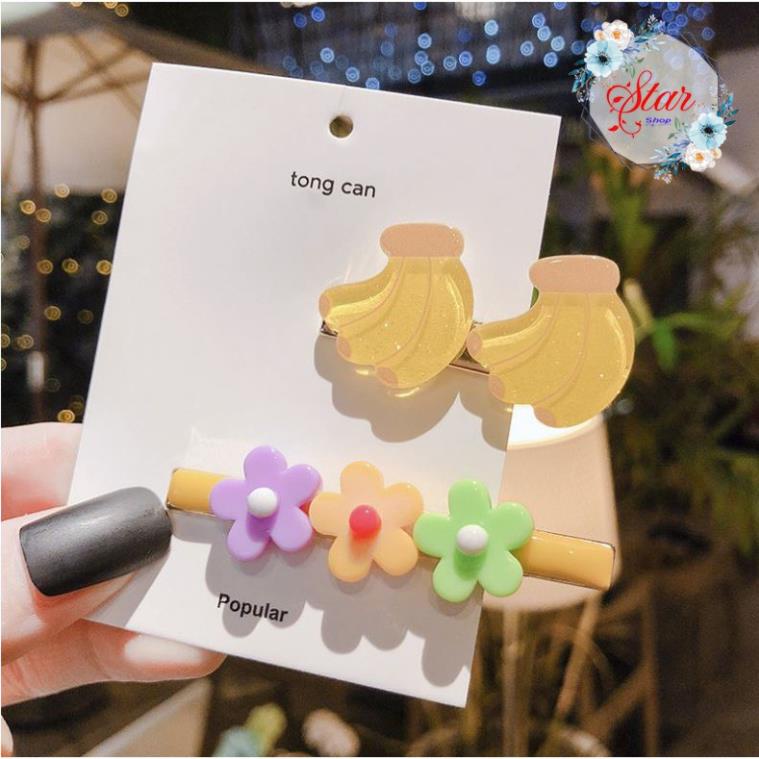 Set 2 Kẹp tóc bấm màu hoa quả hottrend C10