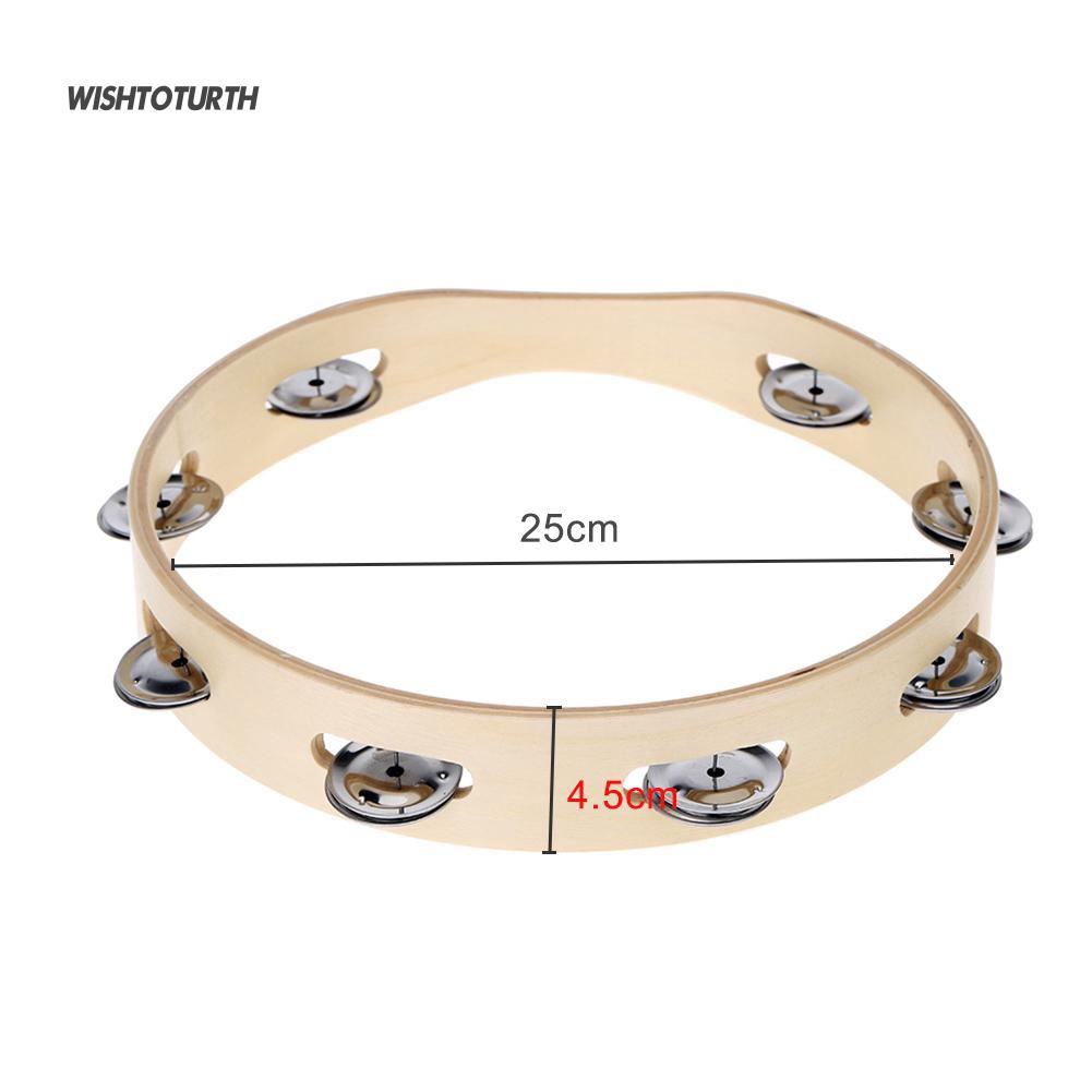 Trống lục lạc Tambourine cầm tay khung gỗ đồ chơi dễ thương dành cho bé