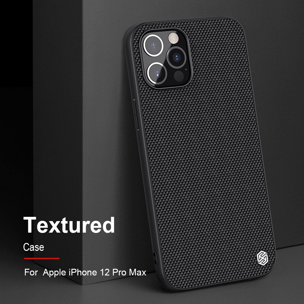 Ốp điện thoại Nillkin họa tiết vân làm từ carbon siêu mỏng màu đen cho iPhone 12 / iPhone 12 Pro / iPhone 12 Mini / iPhone 12 Pro Max