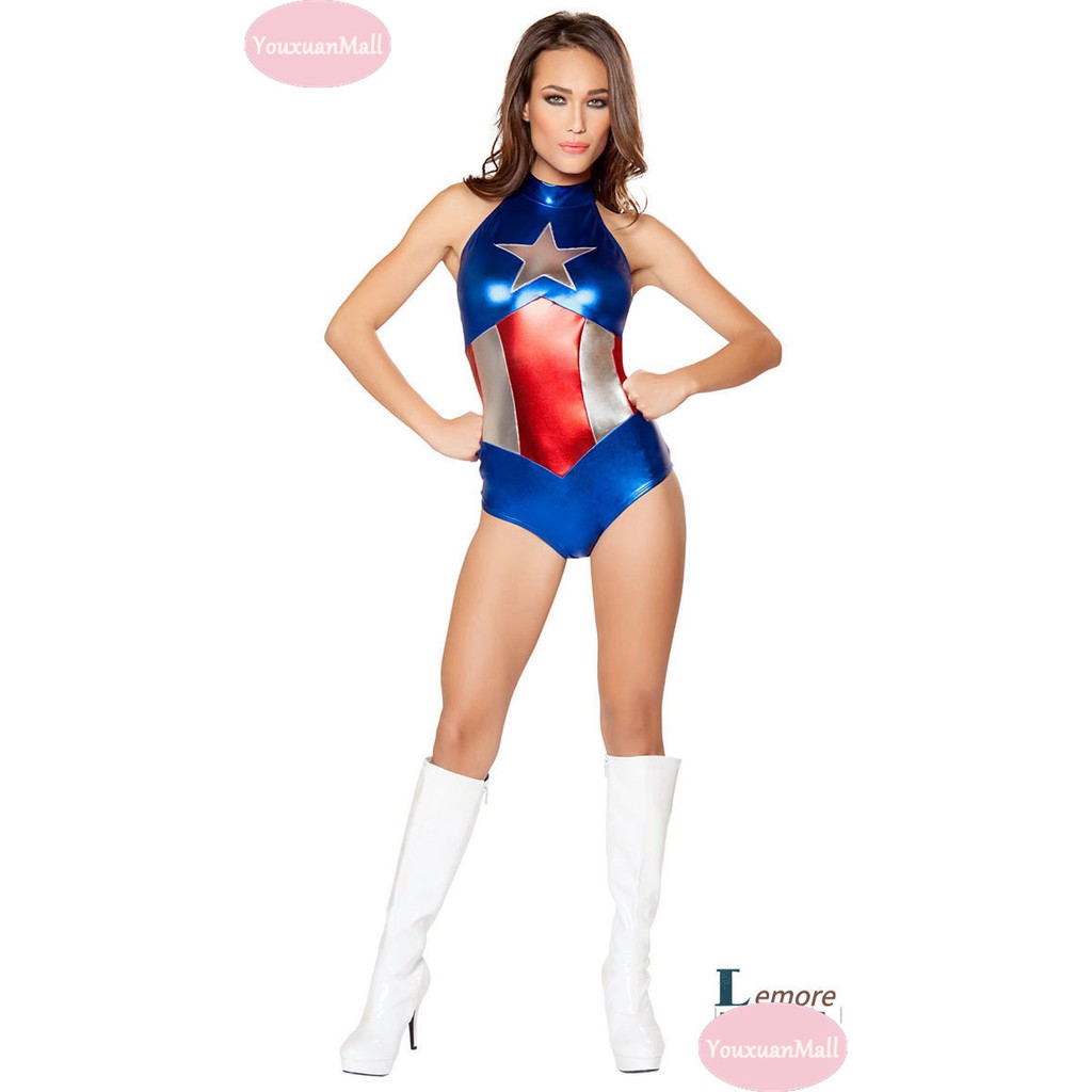 Bộ Đồ Hóa Trang Thành Nữ Siêu Anh Hùng Captain America Quyến Rũ Ngày Halloween