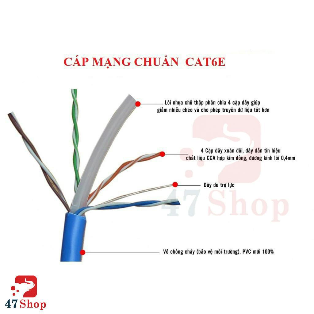 Dây Mạng Cat6 Bấm Sẵn 2 Đầu dài 10m 15m 20m 25m 30m 35m 40m - Cáp mạng, cáp lan, cáp internet