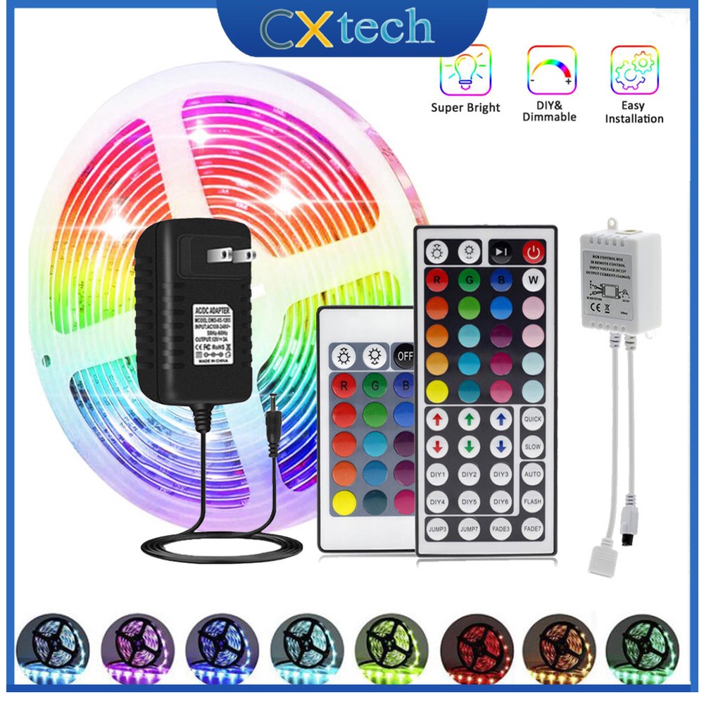 Dây Đèn Led 12v Rgb Smd 2835 60leds / M Điều Khiển Từ Xa 24 / 44 Nút Ir