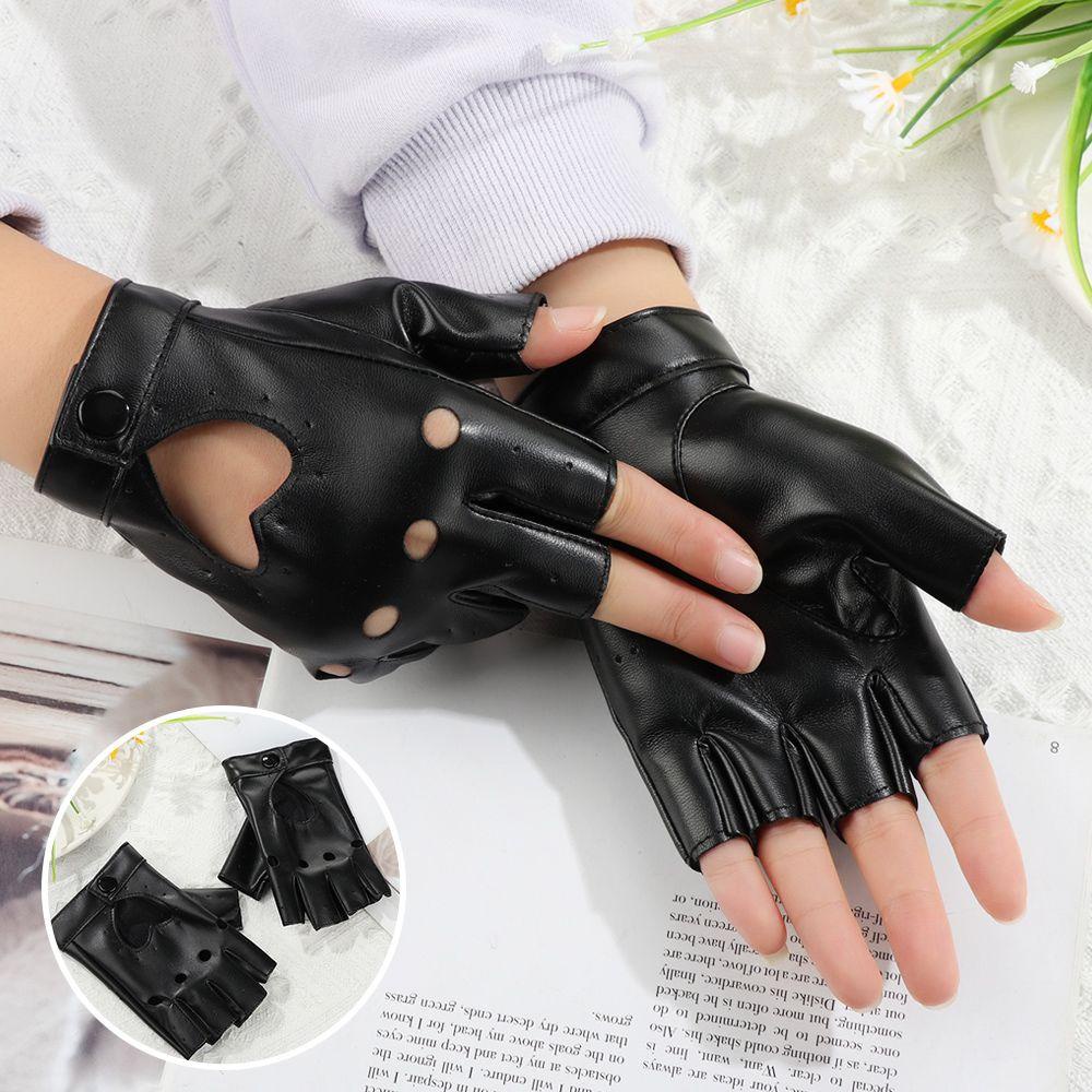 SUSANS Găng Tay Da Hở Ngón Hình Trái Tim