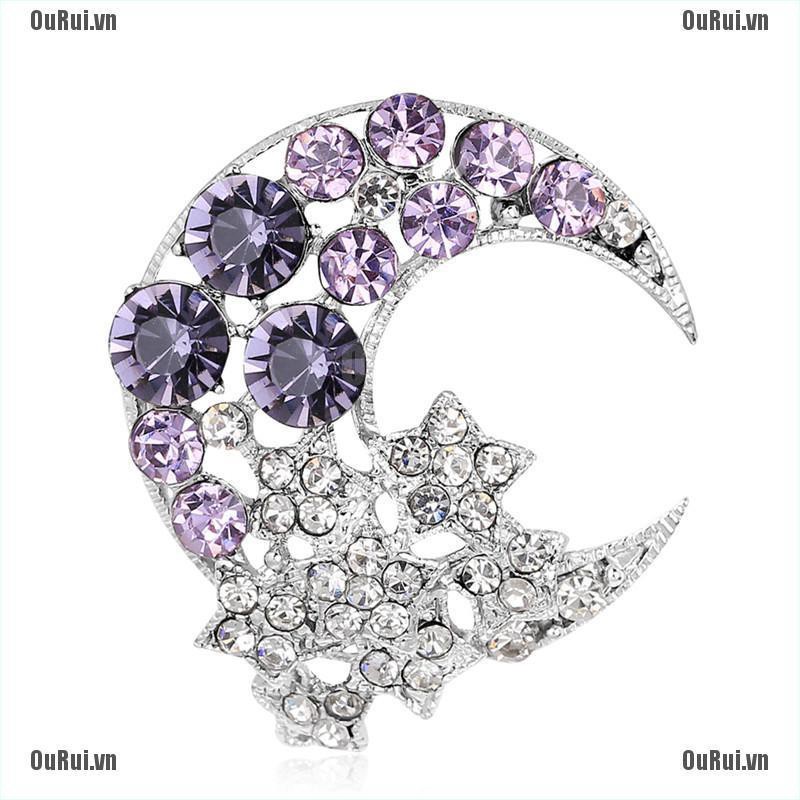 Ghim Cài Áo Hình Mặt Trăng Đính Đá Lấp Lánh