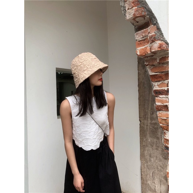 Mũ tai bèo nón bucket cotton chống nắng, nhẹ tạo hình xốp nhăn độc đáo phong cách Nhật Bản - M35