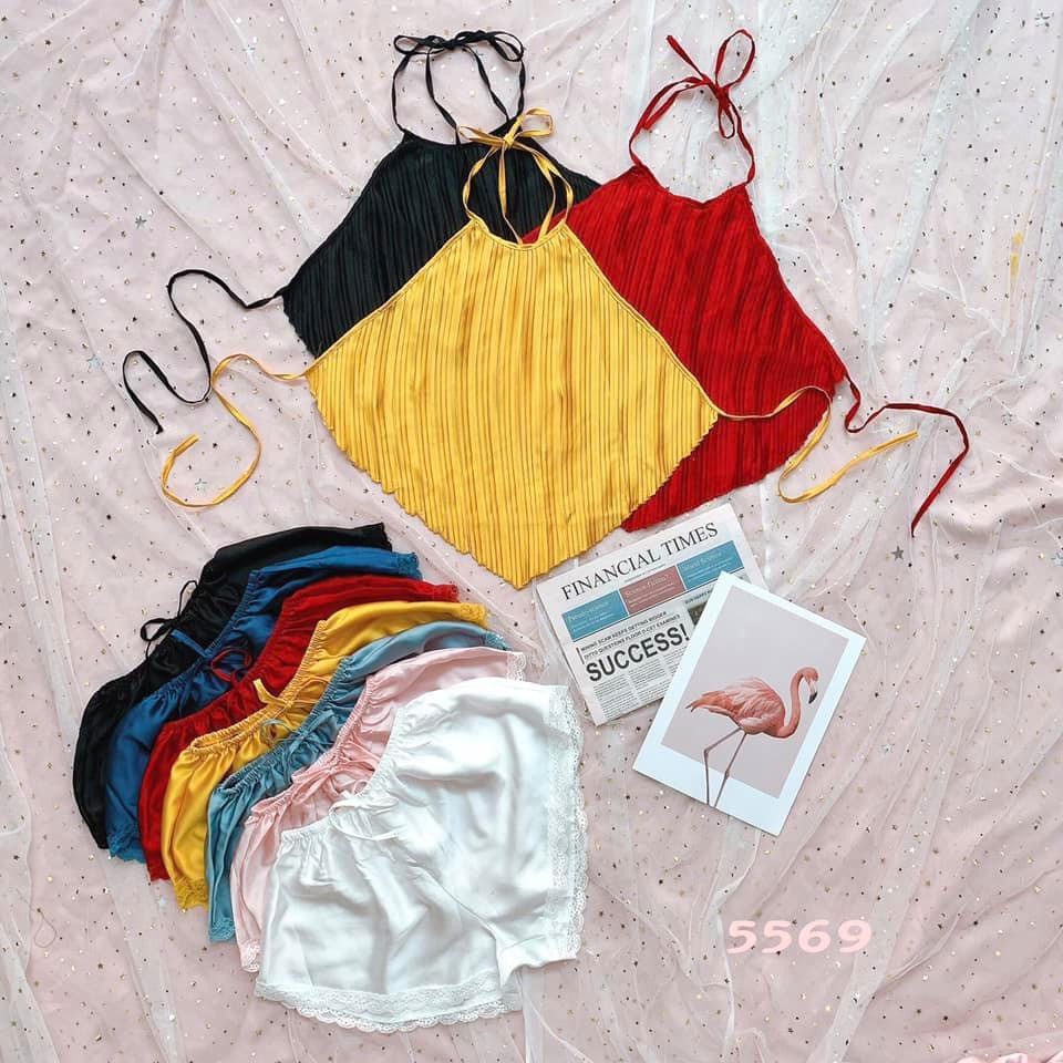 Đồ Ngủ SexyYếm Ngủ Sexy Chất Satin Loại 1 Mặc Mát Mềm Mại Gợi Cảm, Quần Viền Ren, 8 Màu Có Thể Mặc Như Đồ Bộ Nhà [DN5]