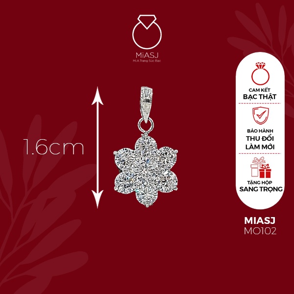 Mặt dây chuyền nữ bạc Ý S925 MiASJ kiểu xoàng đính đá Cz sáng đẹp cao cấp đa dạng mẫu M6