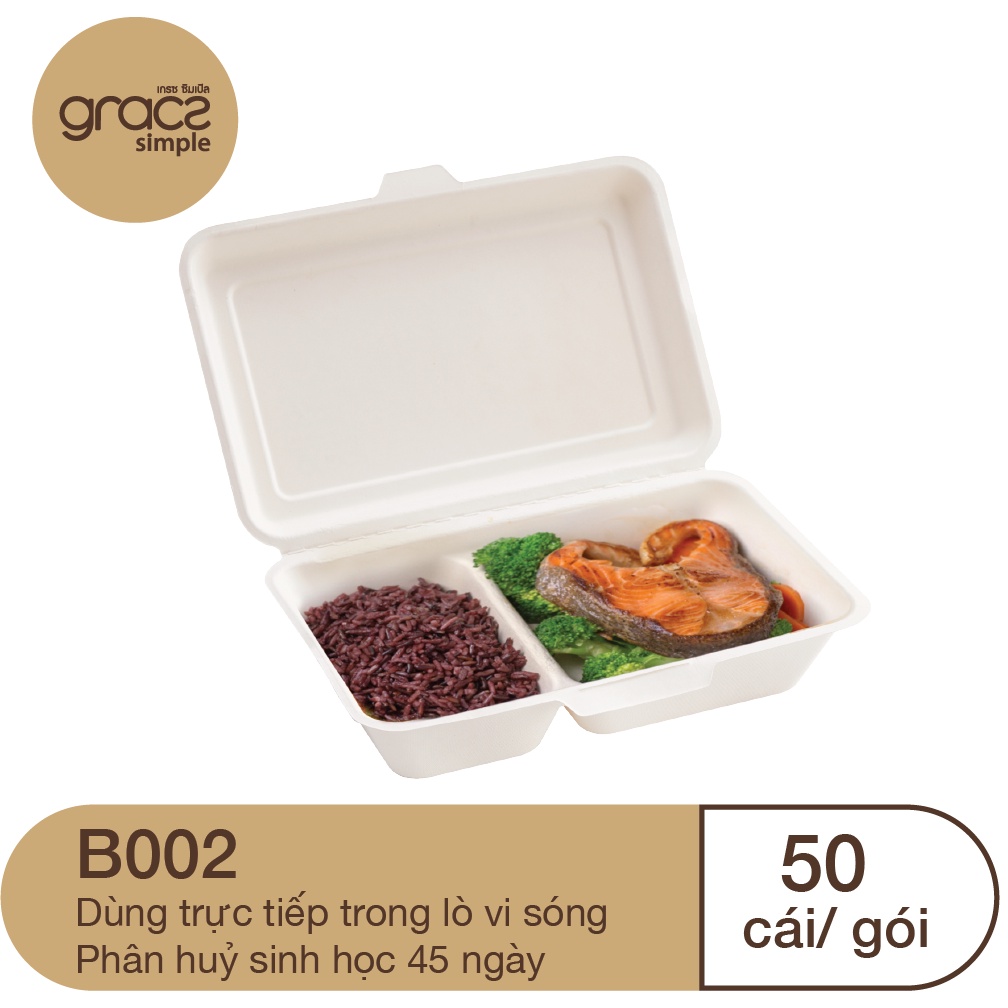 50 hộp bã mía Gracz 2 ngăn 1000ml  nhập khẩu Thái Lan