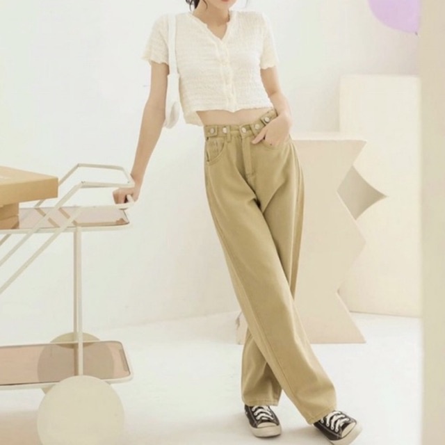 Sibling House - Quần jeans nâu ống rộng Ricaa