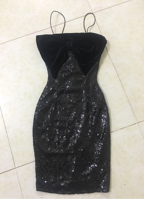 Váy kim sa 2d đính nơ nhung