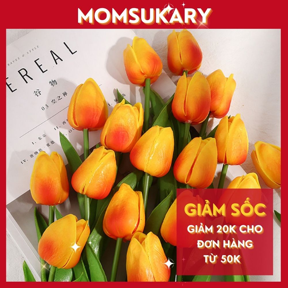 Hoa tulip giả decor giống thật trang trí nhà cửa phòng khách mã TUL Momsukary