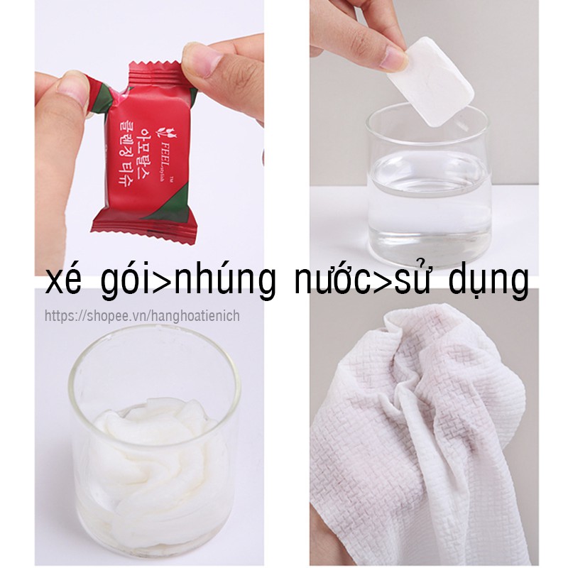 Khăn lau mặt sợi cotton Hàn Quốc - Túi 20 chiếc khăn mềm mại, dẻo dai, sử dụng nhiều lần