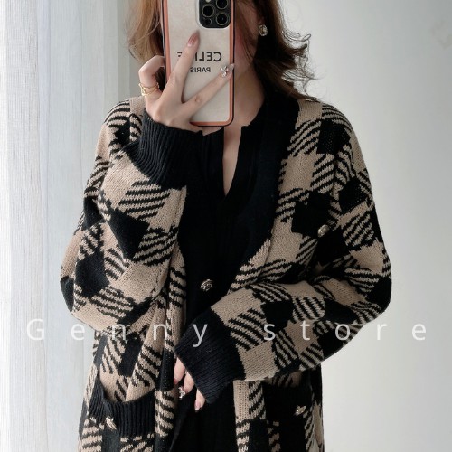 [HÀNG CAO CẤP +ĐÁNH GIÁ] Áo Khoác Cadidan Len Hàn Quốc Cúc Tây Cách Điệu Chất Len Mịn Dày Thiết Kế Kẻ Sọc GennyStore 041 | BigBuy360 - bigbuy360.vn