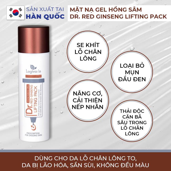 Bộ chăm sóc da mặt Hàn Quốc Lagivado Dr. Red Ginseng 50 ml và sữa rửa mặt Creamy Foam 50ml