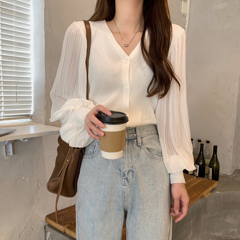 Áo cardigan ZHELIHANGFEI dệt kim tay dài cổ chữ V dễ phối đồ thời trang xuân thu tùy chọn màu sắc