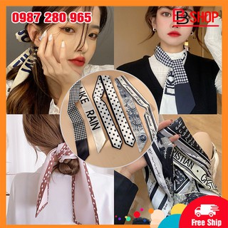 Khăn Lụa Turban Bandana Họa Tiết Sang Trọng Quàng Cổ Quấn Túi Xách Thời Trang Hàn Quốc Size 100x8cm