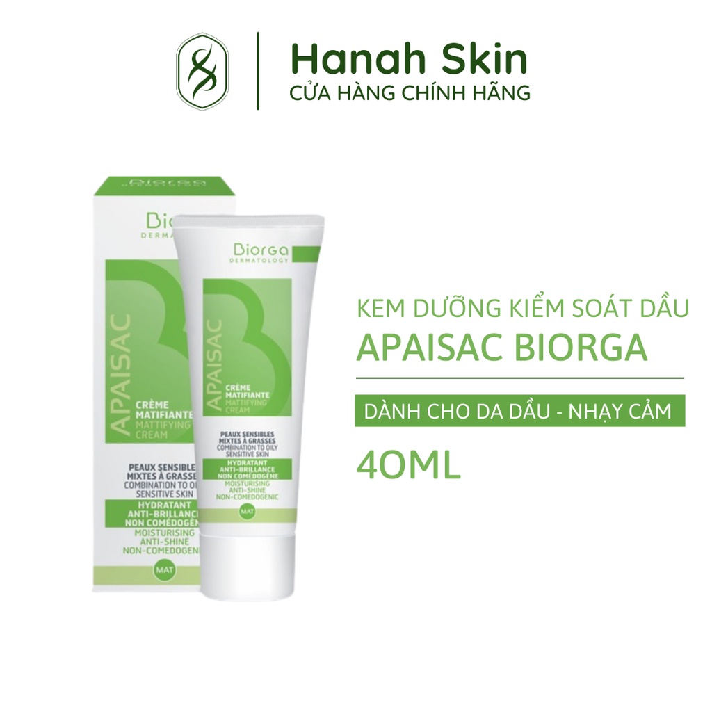 HANAH SKIN – Kem dưỡng kiểm soát dầu APAISAC BIORGA Mattifying Cream 40ml
