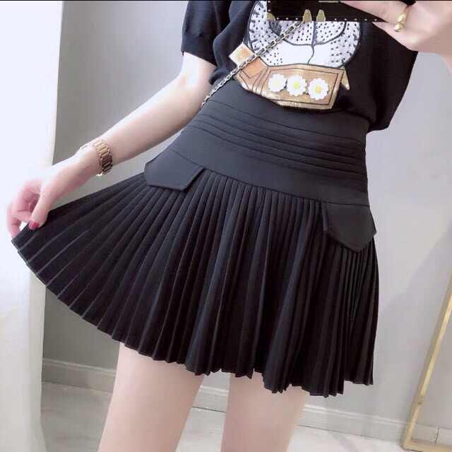 Chân váy ngắn xếp ly thời trang giả túi đẹp thời trang màu đen CV162💟💝💝