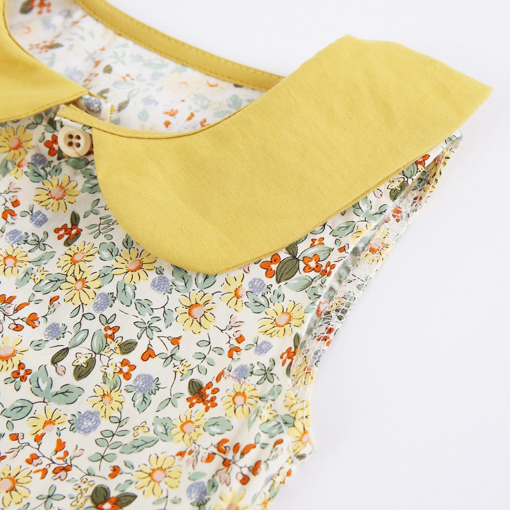 Áo liền quần ngắn Sanlutoz bằng cotton phong cách mùa hè xinh xắn cho bé gái