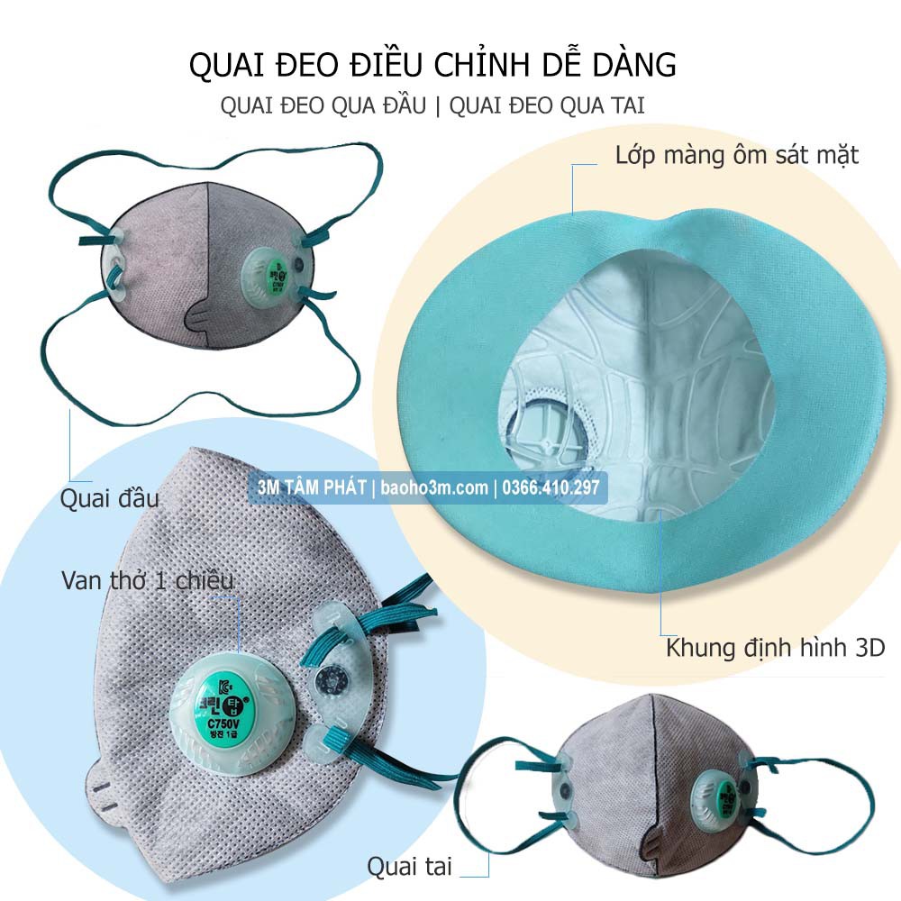 Khẩu trang kháng khuẩn có van lọc khí DOBU C750V Hàn Quốc