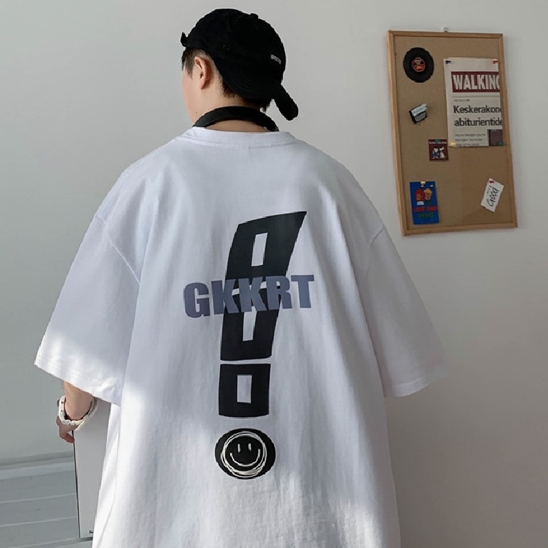 Áo Thun Nam Tay Ngắn Dáng Rộng Phong Cách Hip Hop Hàn Quốc Size M-5XL