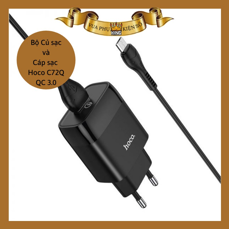 [Mã 2404EL10K giảm 10K đơn 20K] ✔CHÍNH HÃNG✔Trọn bộ cốc cáp sạc nhanh HoCo C72Q-Micro Usb QC3.0/18W