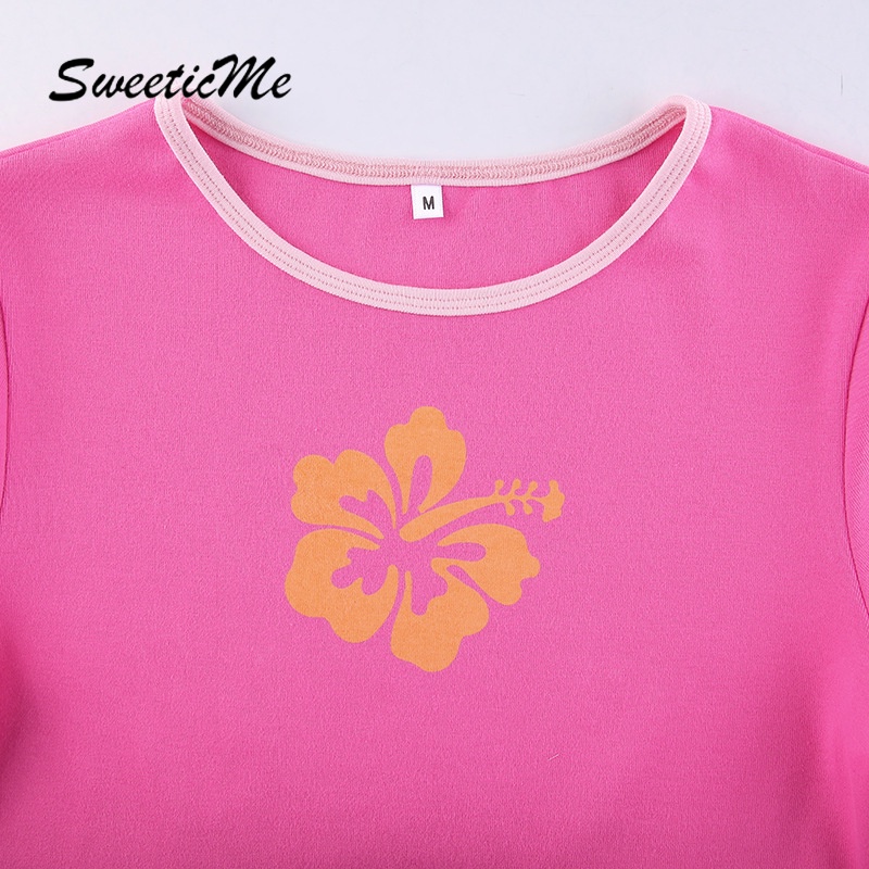 Áo Thun Cổ Tròn Tay Ngắn In Hoa Sweeticme 2021 | BigBuy360 - bigbuy360.vn