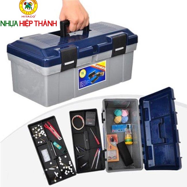 Hộp Đựng Dụng Cụ, Đồ Nghề Lớn Nhựa Hiệp Thành Hai Khay Nhỏ, Cứng Cáp, Bền Lâu
