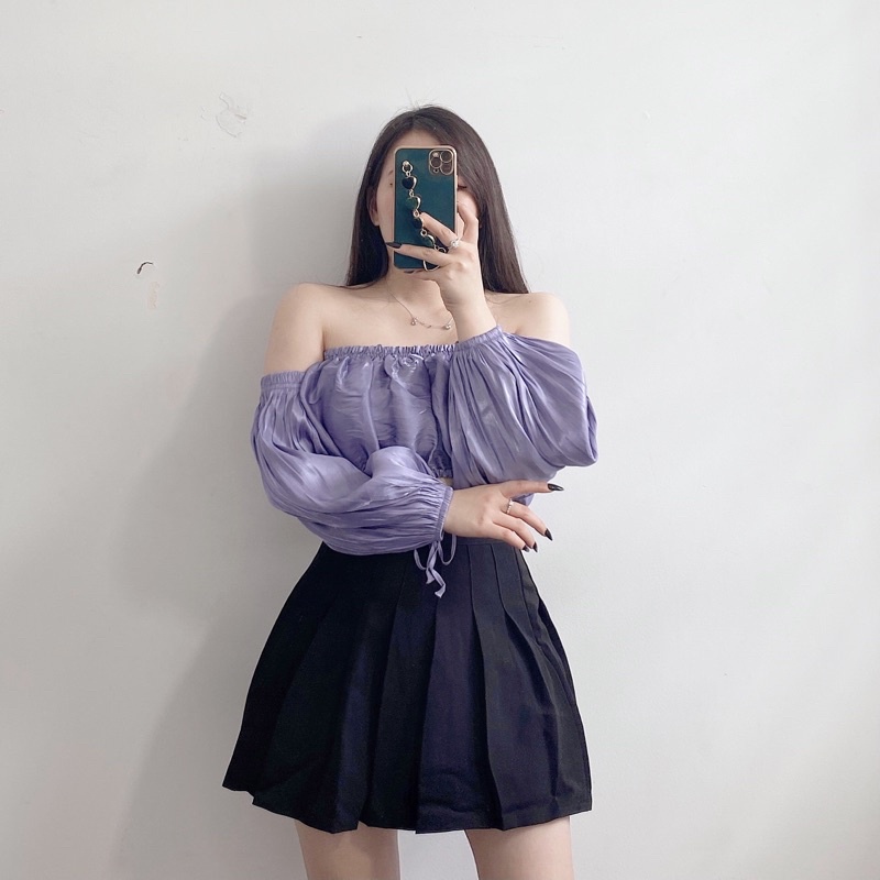 Áo Kiểu Croptop Bẹt Vai TH04 | GinHouse Shop